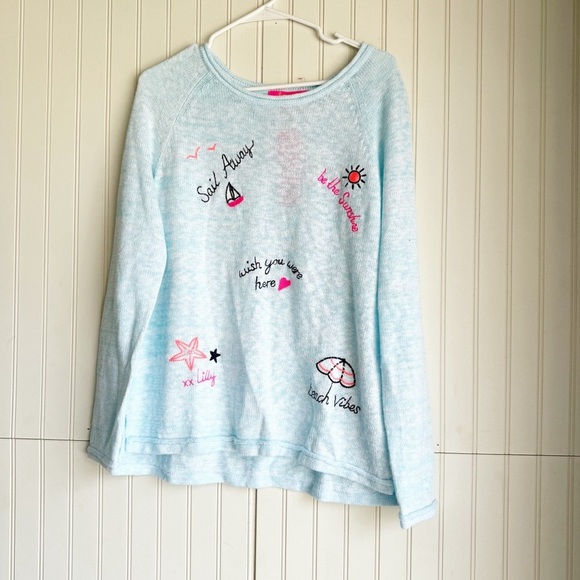 Lilly Pulitzer Size L Danette Sweater in Celestial Blue Marl Sailabration NEW! - Picture 3 of 7